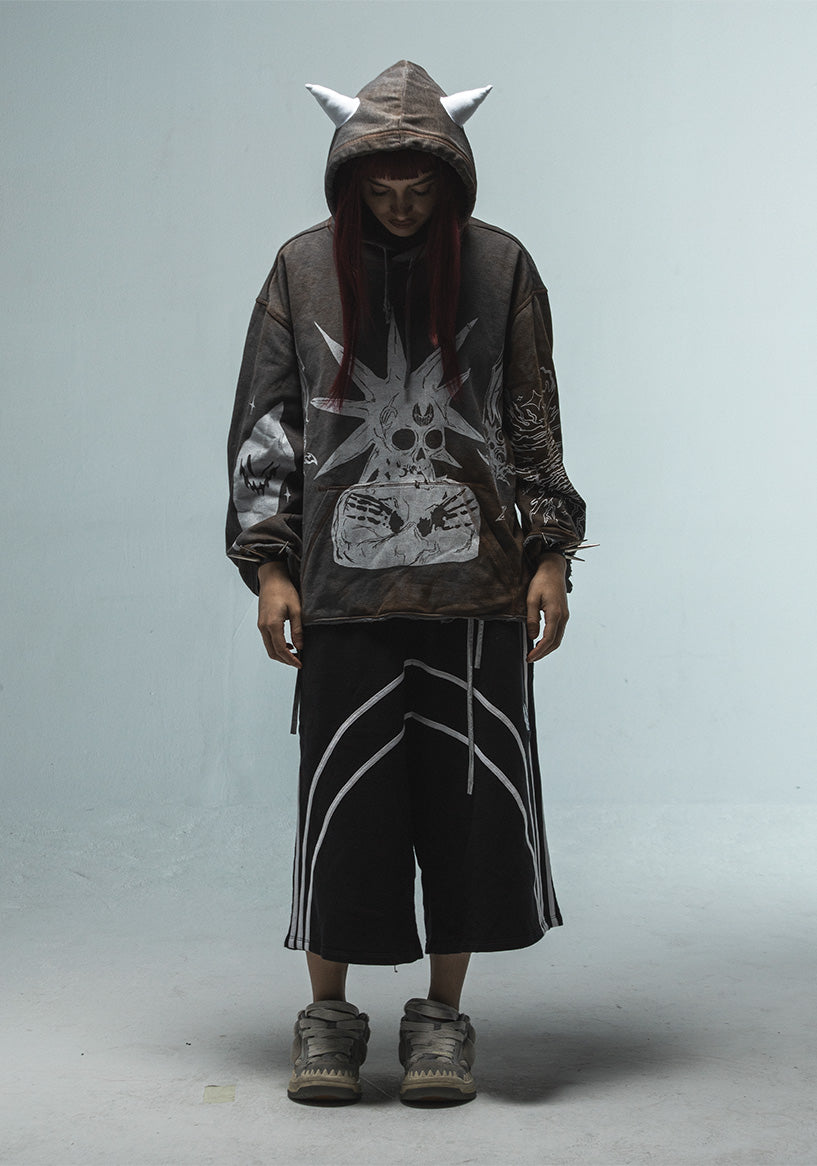 1/1 White horns hoodie