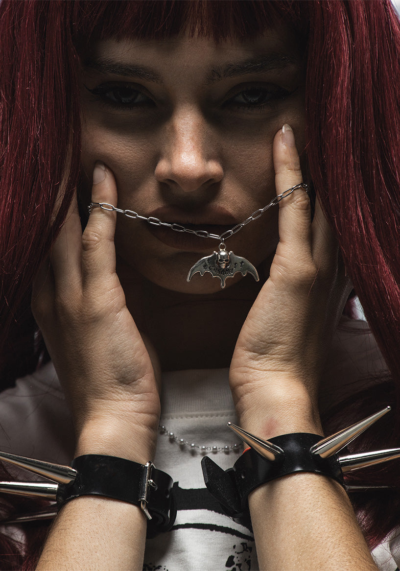 925 Plata de Ley SkullBat Necklace