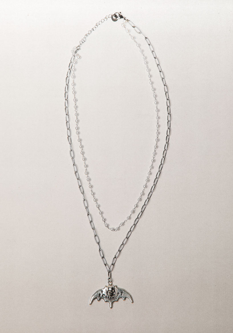 925 Plata de Ley SkullBat Necklace