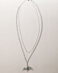 925 Plata de Ley SkullBat Necklace