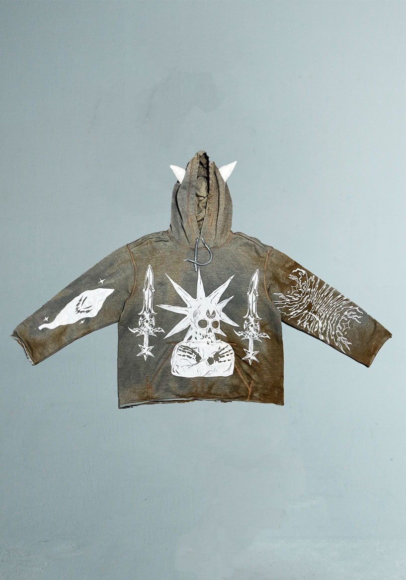 1/1 White horns hoodie