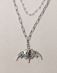 925 Plata de Ley SkullBat Necklace